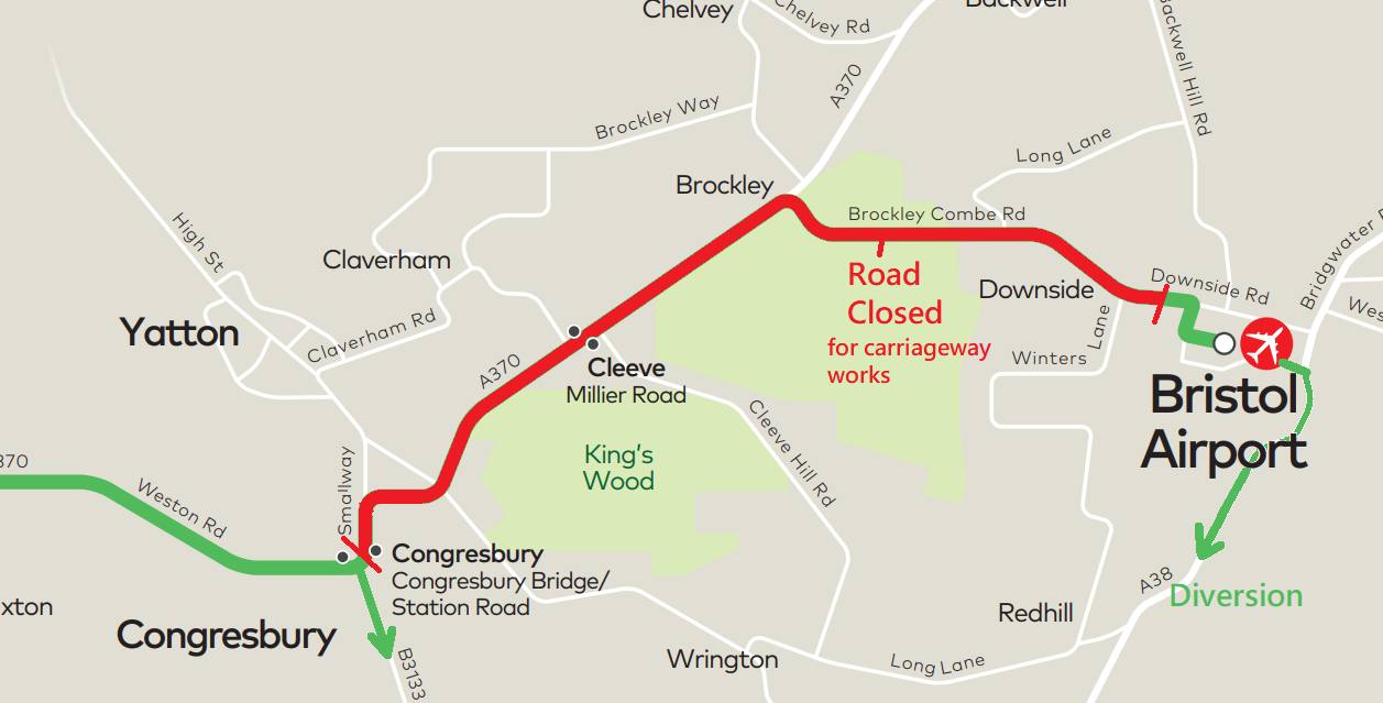 Brockley Combe Road Brockley Combe CLOSURE A3 First Bus